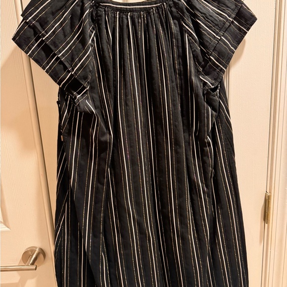 Ann Taylor Black Shift Dress with Metallic Gold and White Stripes Size 10 - Picture 3 of 6